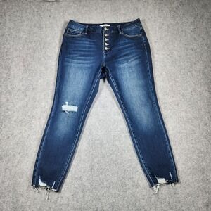 Kancan Jeans Womens XL Curvy Distressed Dark Wash Denim Stretch